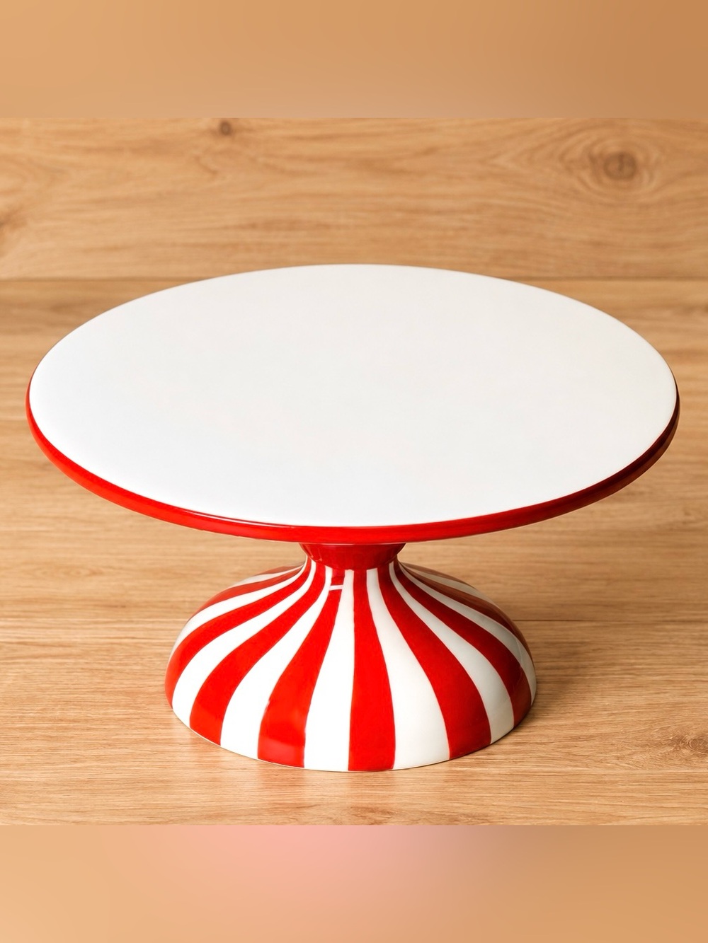 Target Bullseye Playground Christmas Red & White Peppermint Ceramic Cake Stand